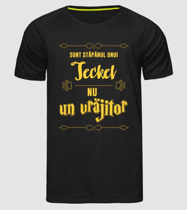 sunt stăpânul unui teckel, nu un vrăjitor model negru pe tricou
