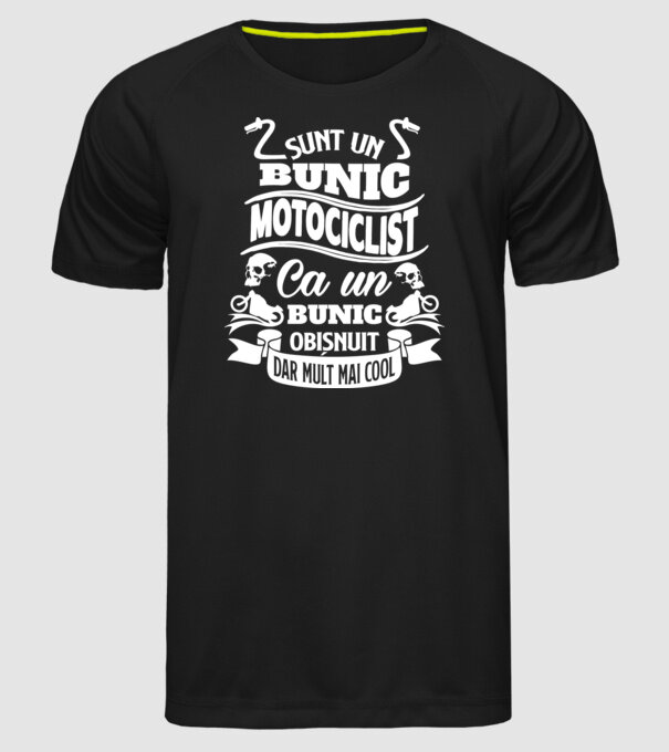 Sunt un bunic motociclist, ca un bunic obișnuit, dar mult mai cool model negru pe tricou