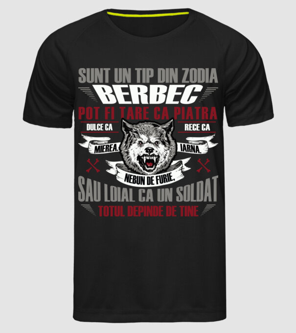 Sunt un tip din zodia Berbec model negru pe tricou