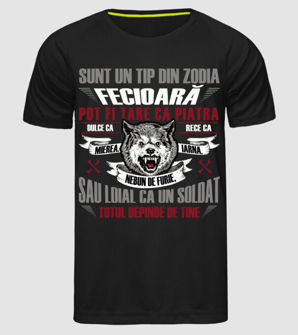 Sunt un tip din zodia Fecioară model negru pe tricou
