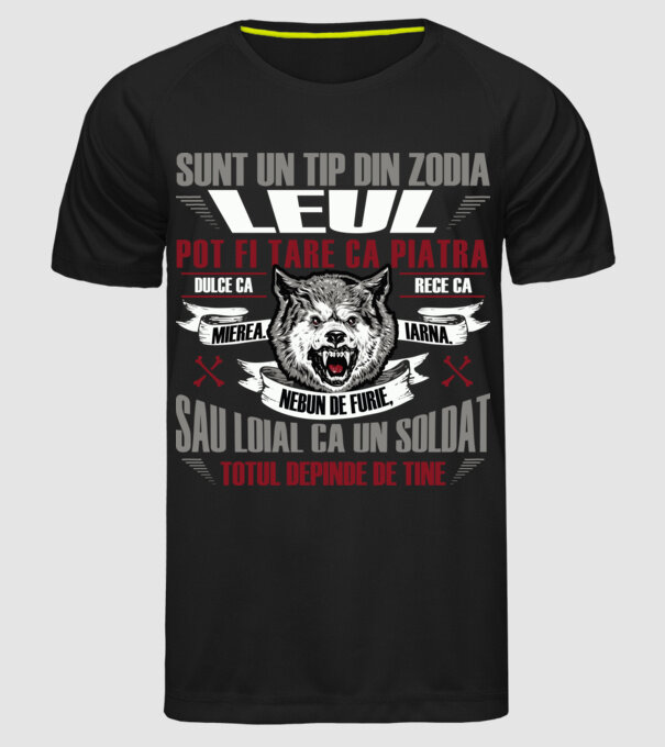 Sunt un tip din zodia Leul model negru pe tricou