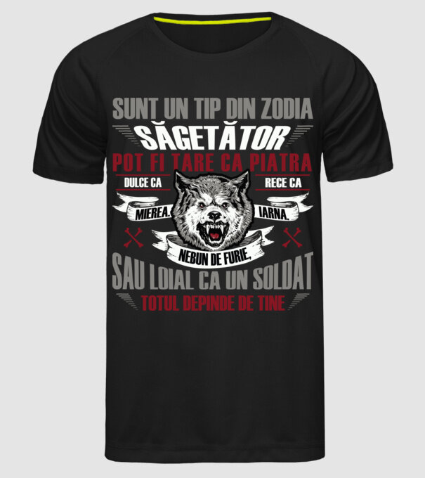 Sunt un tip din zodia Săgetător model negru pe tricou