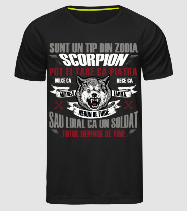 Sunt un tip din zodia Scorpion model negru pe tricou