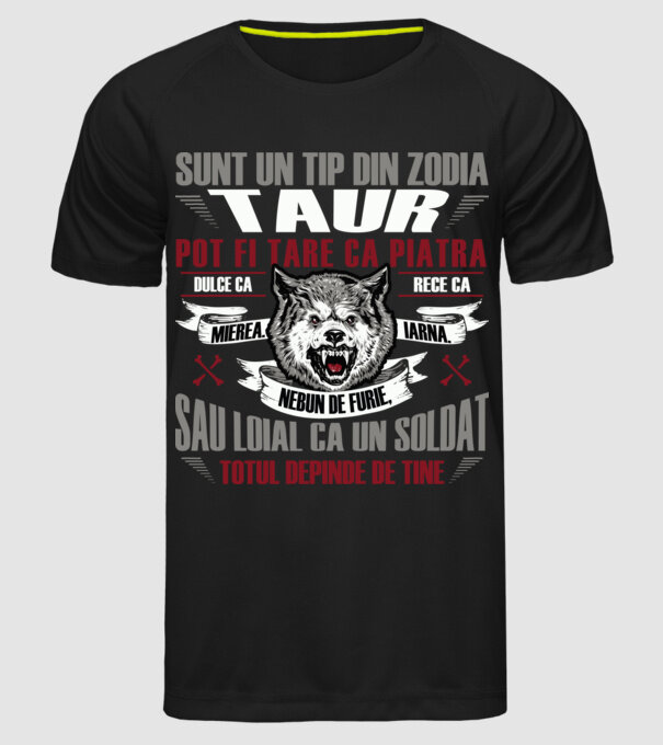 Sunt un tip din zodia Taur model negru pe tricou
