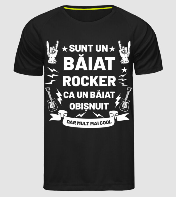 Sunt un băiat rocker, ca un băiat obișnuit, dar mult mai cool model negru pe tricou