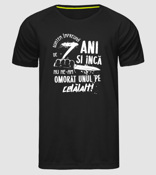 Suntem împreună de 7 ani model negru pe tricou