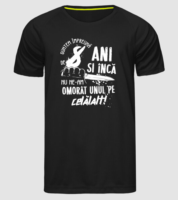 Suntem împreună de 8 ani model negru pe tricou