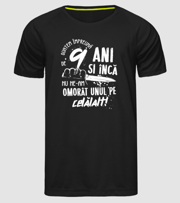 Suntem împreună de 9 ani model negru pe tricou