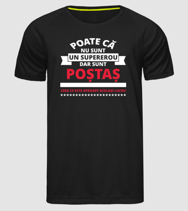 Supererou poştaş model negru pe tricou