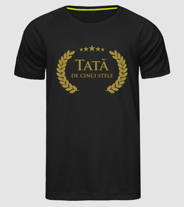Tată de cinci stele model negru pe tricou