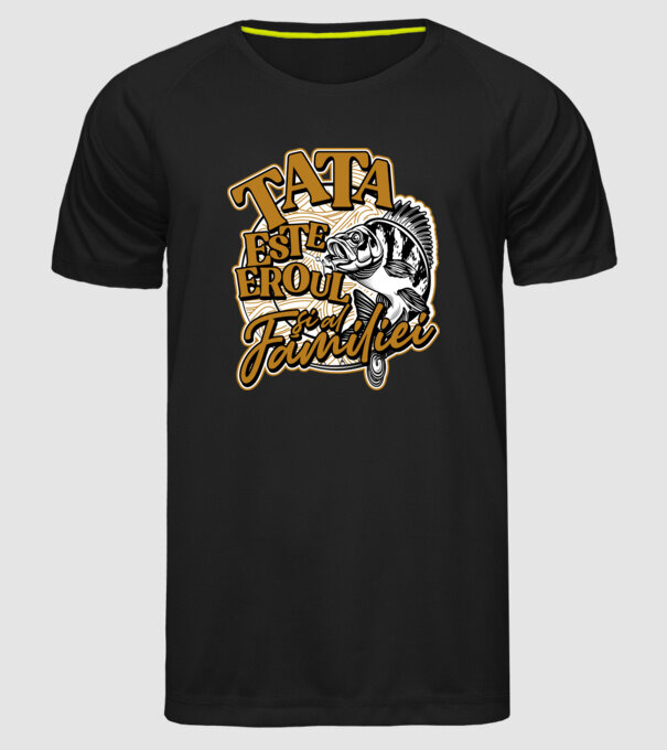 Tata este eroul apelor și al familiei model negru pe tricou