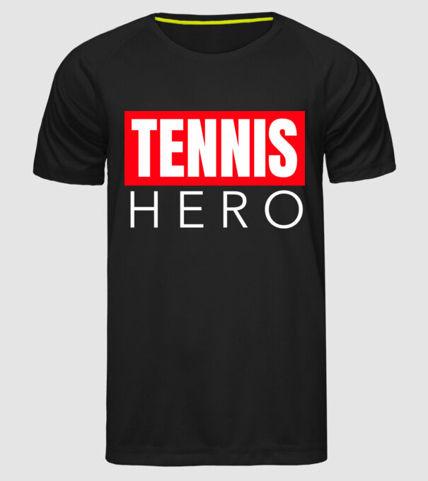 TENNIS HERO model negru pe tricou