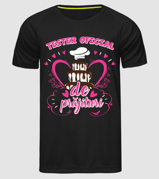 tester oficial de prăjituri model negru pe tricou