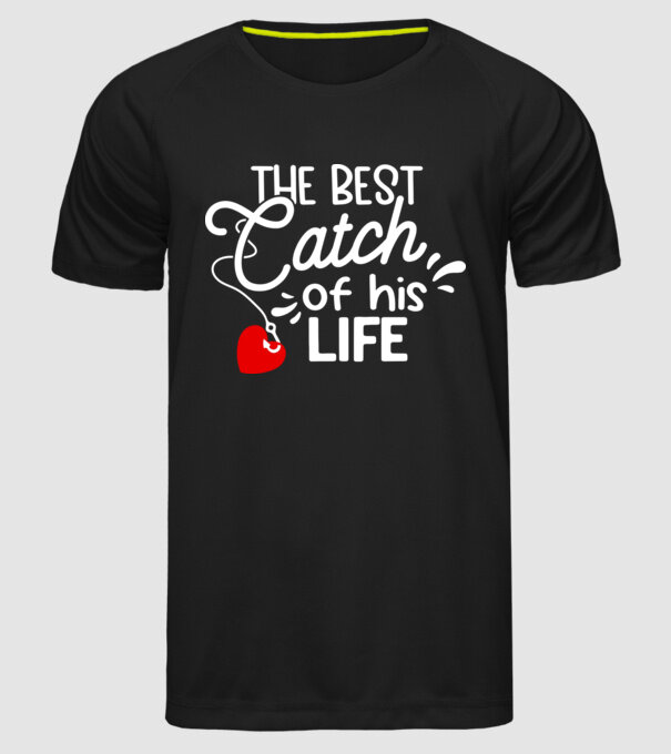 The best catch fehér model negru pe tricou