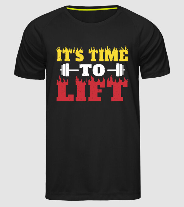 Time to lift model negru pe tricou