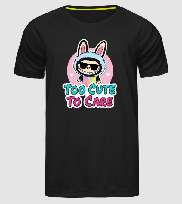 Too cute to care model negru pe tricou