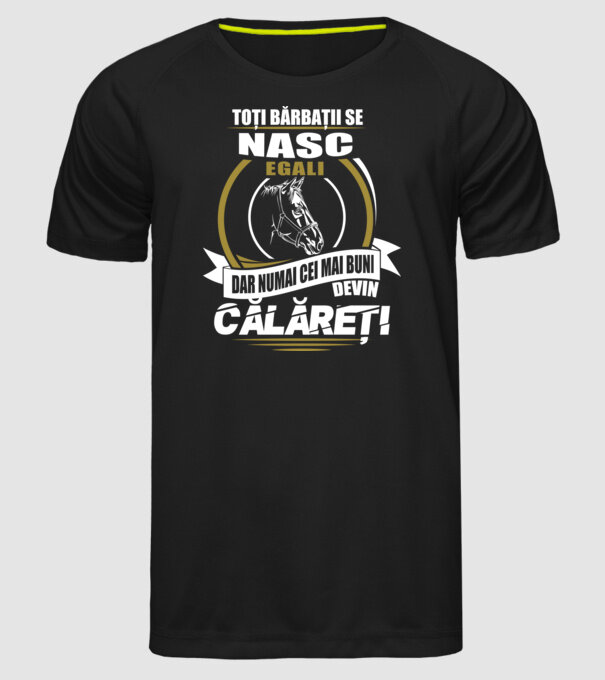 Toți bărbații se nasc egali călăreți model negru pe tricou
