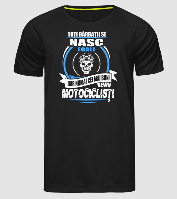 Toți bărbații se nasc egali motocicliști model negru pe tricou
