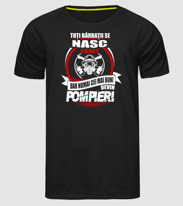 Toți bărbații se nasc egali pompieri model negru pe tricou