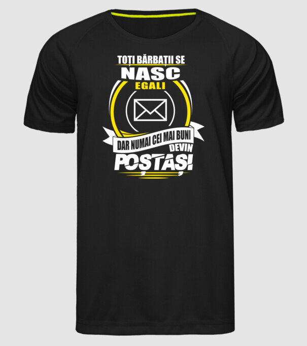 Toți bărbații se nasc egali poștași model negru pe tricou