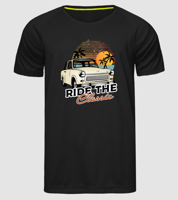 Trabant Ride The Classic model negru pe tricou