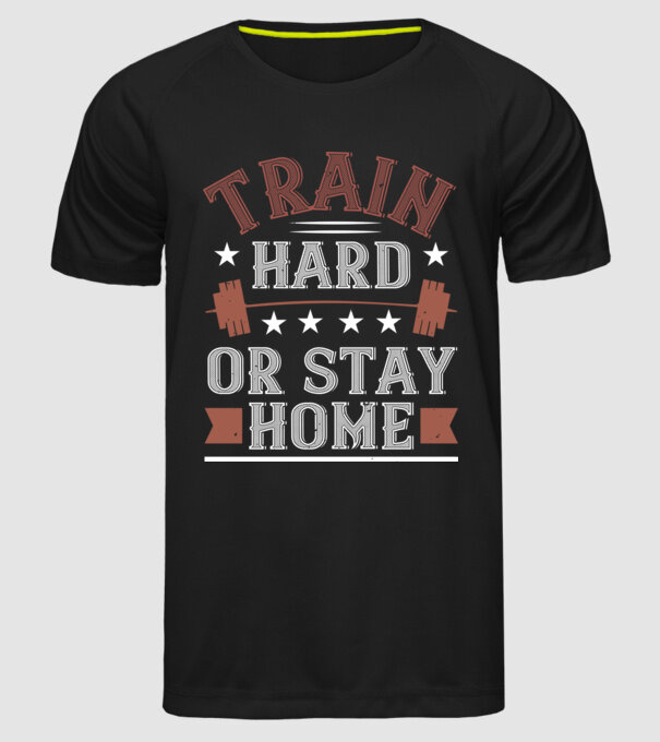 Train Hard model negru pe tricou