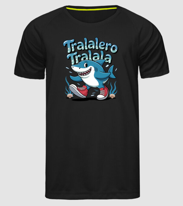 Tralalero Tralala drăguț model negru pe tricou