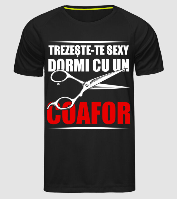 Trezește-te sexy, dormi cu un coafor model negru pe tricou