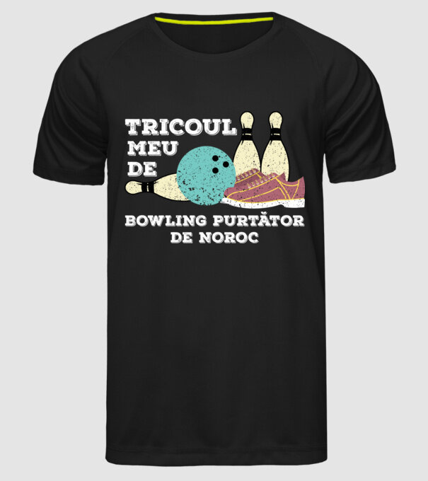 tricoul meu de bowling purtător de noroc model negru pe tricou