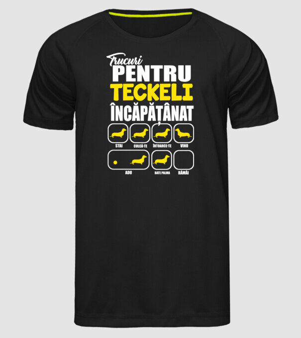 trucuri pentru Teckeli încăpățânați stai culcă-te întoarce-te vino adu bate palma rămâi model negru pe tricou
