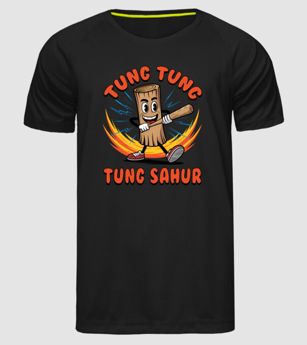 Tung Tung Tung Sahur drăguț model negru pe tricou