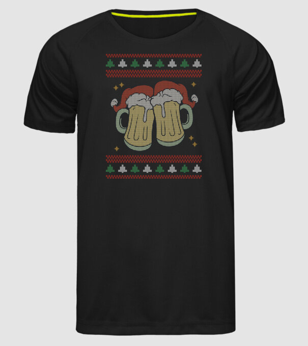 ugly sweater beers model negru pe tricou
