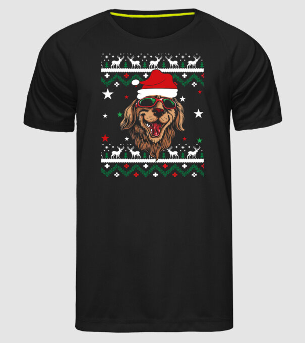 Ugly sweater dog model negru pe tricou