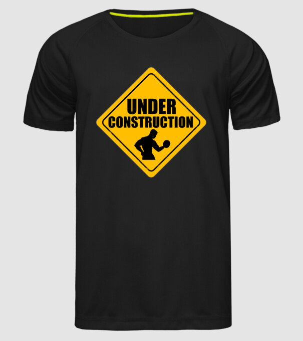 Under Construction model negru pe tricou