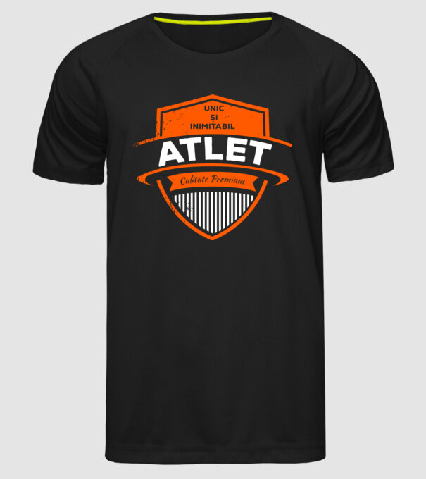 unic și inimitabil calitate premium_ATLET model negru pe tricou