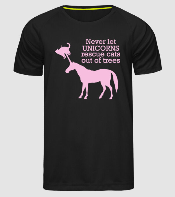 unicorn cat model negru pe tricou