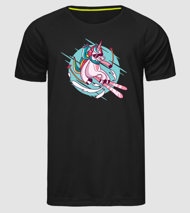 Unicorn ski model negru pe tricou