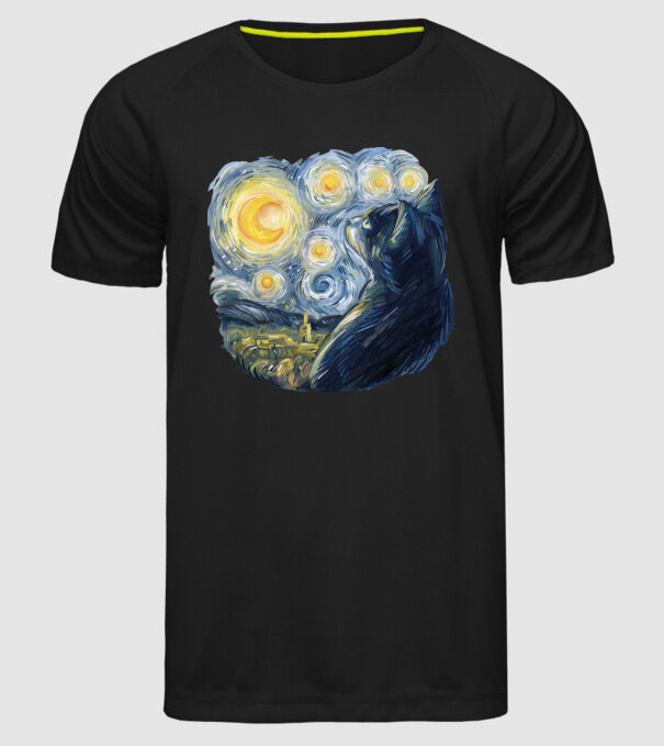 Van Gogh cat model negru pe tricou