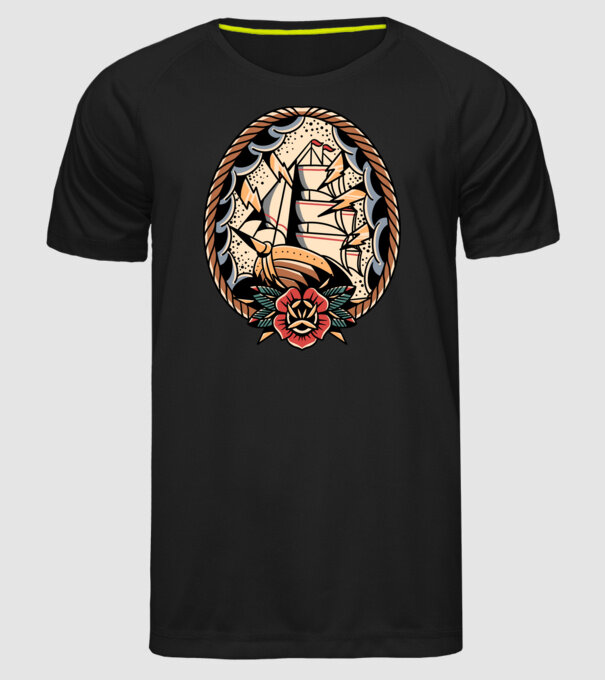 Vapoare model negru pe tricou