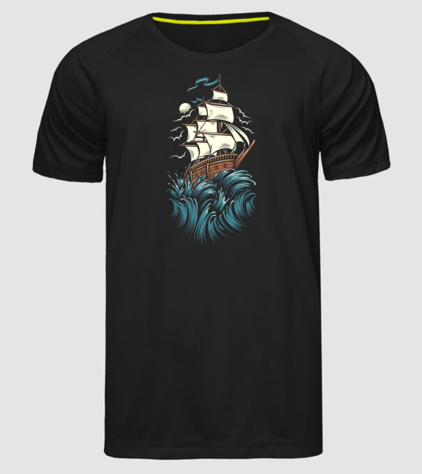 Vapoare model negru pe tricou