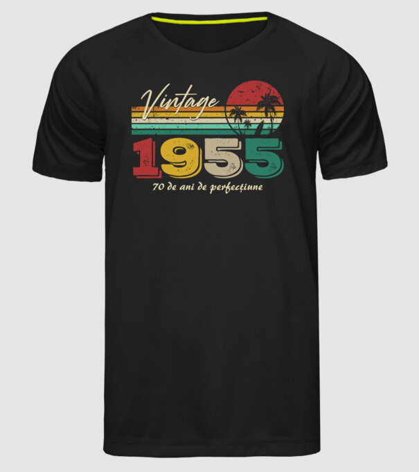 VINTAGE 1955 model negru pe tricou