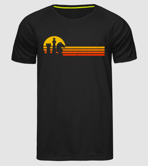 Vintage chesss sunset model negru pe tricou