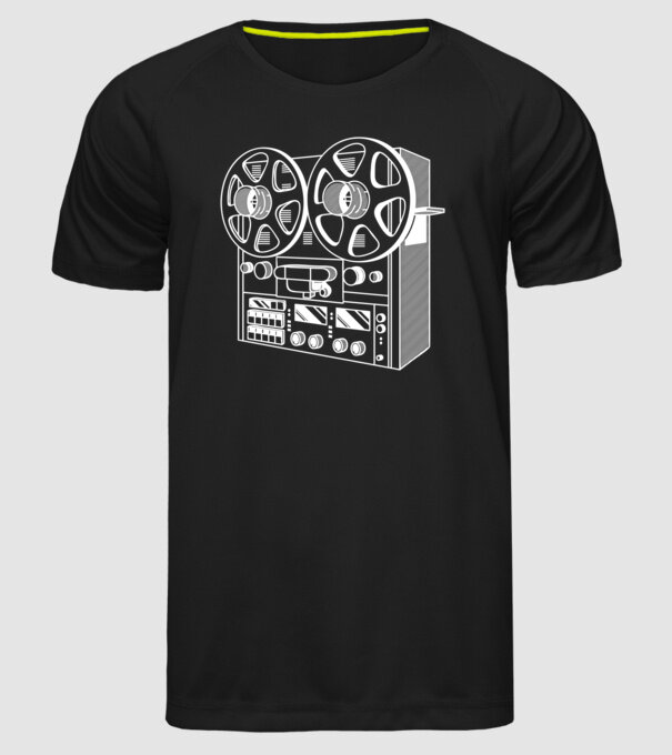 Vintage Reel to Reel Recorder model negru pe tricou
