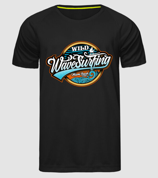 WaveSurfing model negru pe tricou