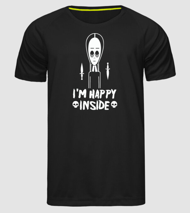 WEDNESDAY Happy inside model negru pe tricou