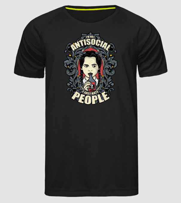 WEDNESDAY - Just hate people model negru pe tricou