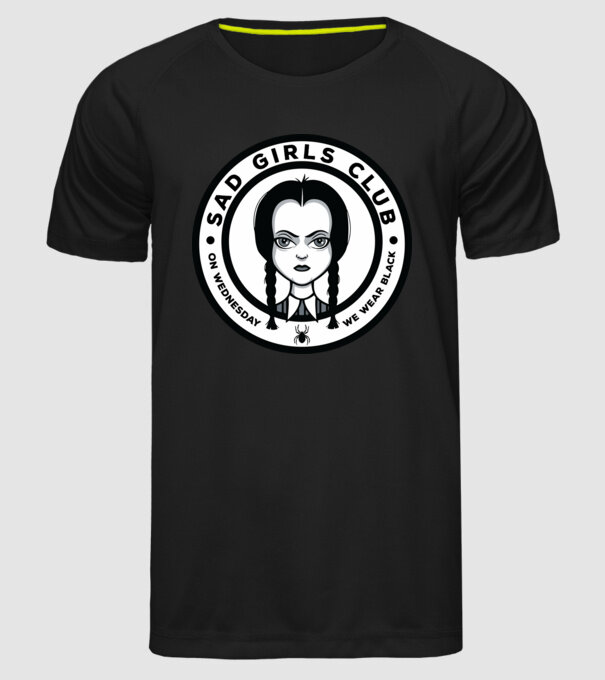 WEDNESDAY Sad Girls Club model negru pe tricou