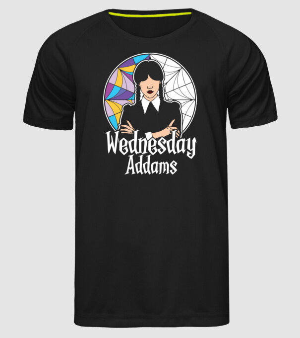 Wednesday Window colorful model negru pe tricou