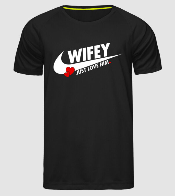 Wifey Just love him alb model negru pe tricou