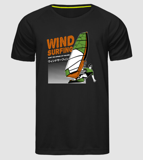 Wind Surf model negru pe tricou